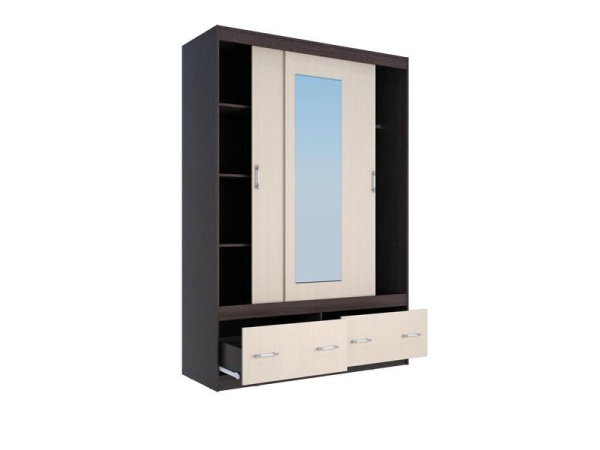 Шкаф-Купе Комфорт-С Венге/Дуб Молочный (Ш-1500 × В-2200 × Г-563 мм)