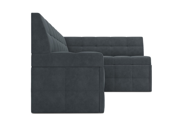 Кухонный угловой диван дельфин Атлантис велюр серо-синий